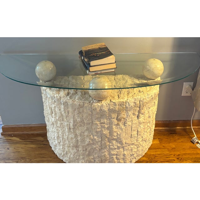 Postmodern 1980s Tessellated Mactan Stone Console Table – Maitland-Smith Style For Sale - Image 3 of 4