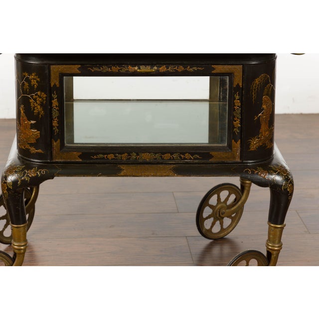 Black 19th Century English Black and Gold Japanned Cart with Chinoiserie Décor For Sale - Image 8 of 12