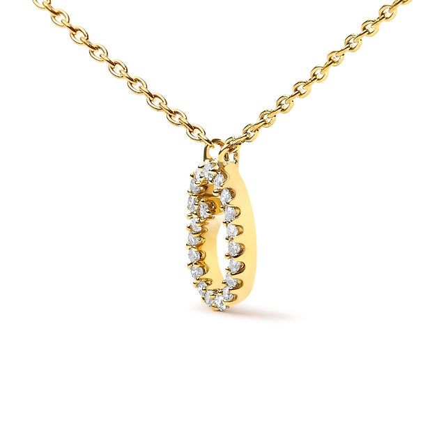 Contemporary 10K Yellow Gold Diamond Accent "O" Initial Script Style Pendant Necklace For Sale - Image 3 of 5