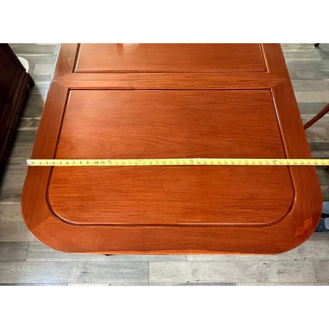 1970s Chinese Soild Rosewood Chinese Longevity Oval Dining Set 7 Piece For Sale - Image 9 of 18