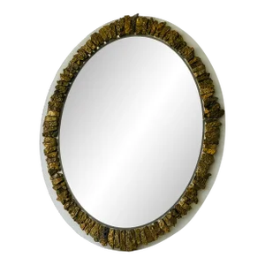 1990s Organic Modern Mirror Line Vautrin Style Encrusted Gold Stone