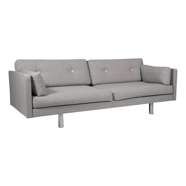 Model 220 3-Seater Sofa in Black Leather by Erik Jørgensen For Sale
