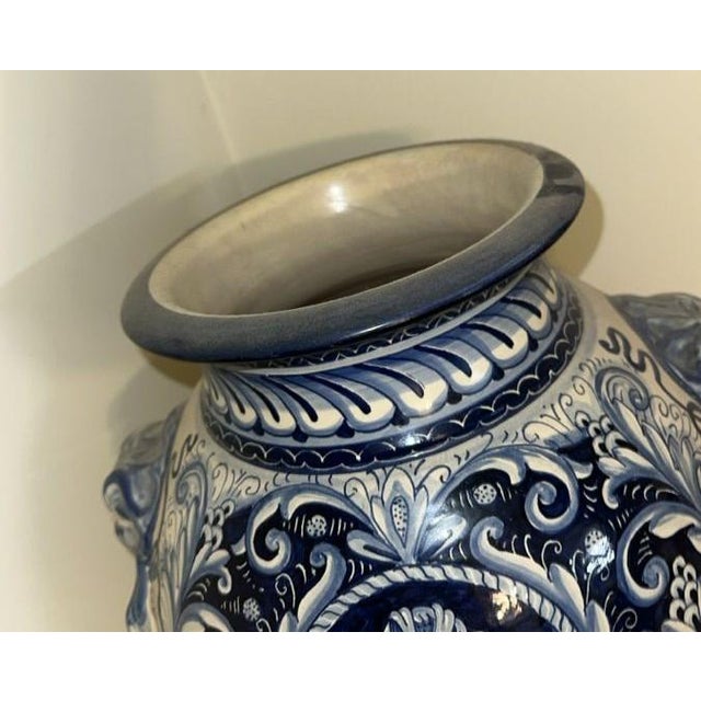 Vintage Italian Deruta Blue & White Glazed Urn Ceramiche Umbre For Sale - Image 4 of 8
