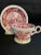 Final Markdown. Rare Find; Spode “Pink Tower” Design English Transferware Tea Cup & Saucer Set for 4(8 Pcs)Charming Ring Shaped Handles on Tea Cups. For Sale In Providence - Image 6 of 12