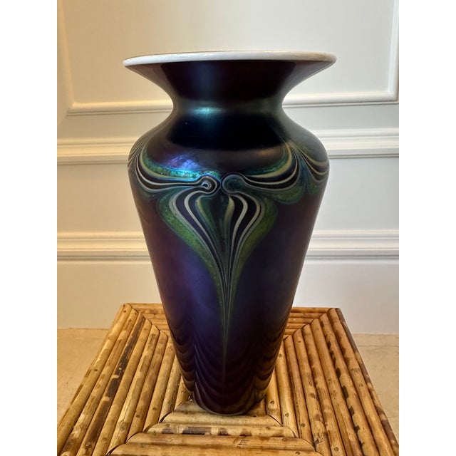Vintage Lundberg Art Deco Style Art Glass Vase For Sale In Los Angeles - Image 6 of 15