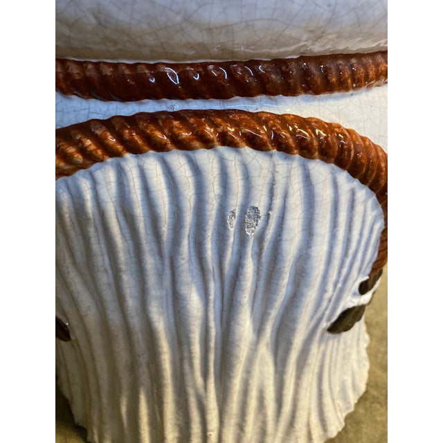 Mid Century Glazed Terra-Cotta Tassel Italian Stool For Sale In New York - Image 6 of 10