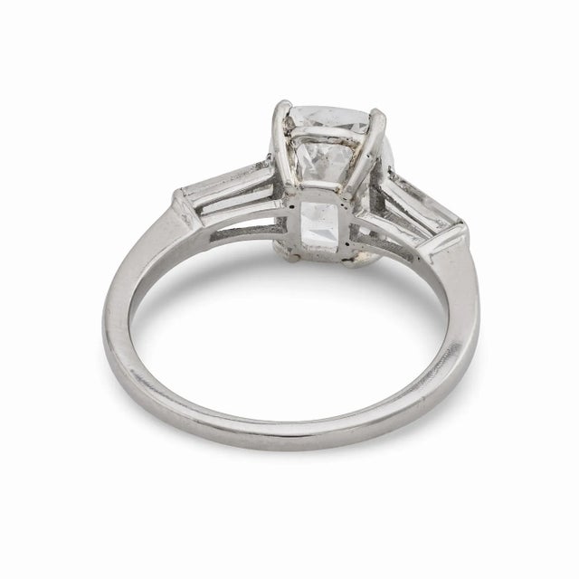 Metal 1960s Mid Century Gia 1.56 Carat Cushion Cut Diamond Engagement Ring, Size 6 For Sale - Image 7 of 8