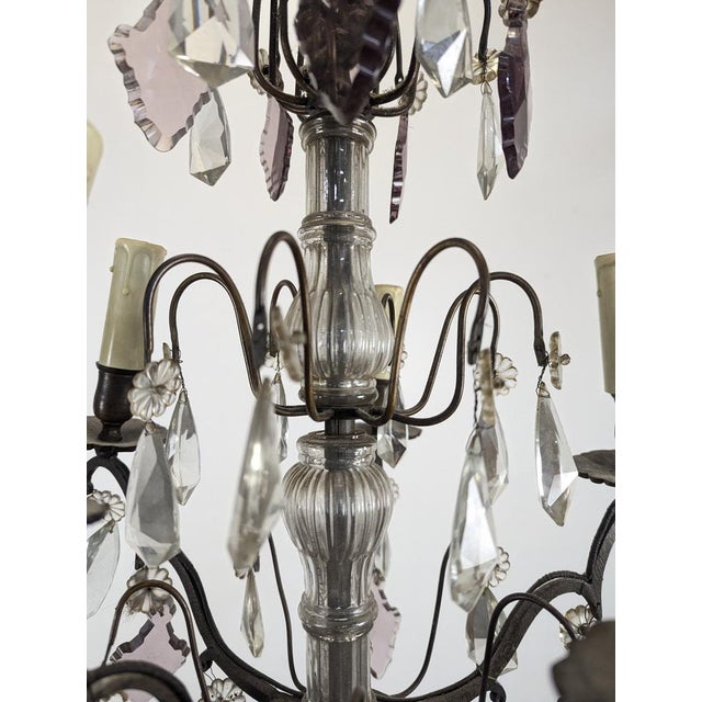 Six-Light Chandeliers with Polychrome Crystal Drops, Set of 2 For Sale - Image 10 of 18