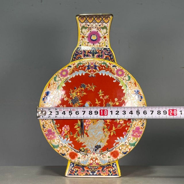 Chinese Vintage Chinese Yellow Ground Famille Rose "Pheasant" Moon Flask With c.t. Loo Provenance, 1956 For Sale - Image 3 of 8