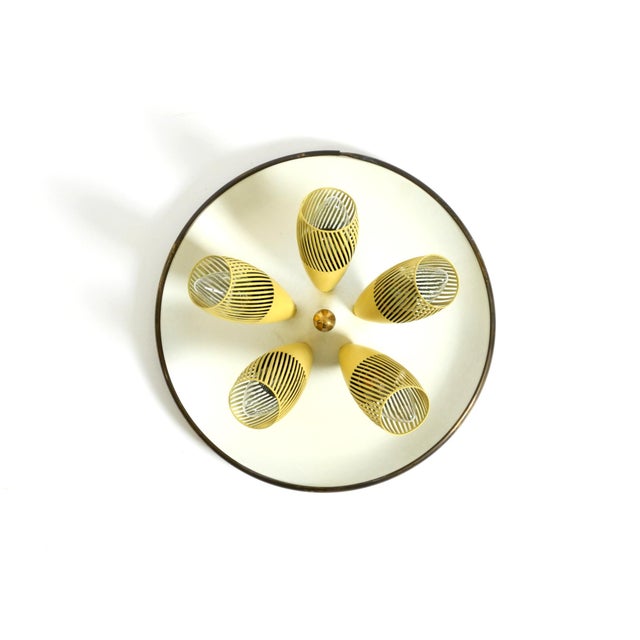 Metal Mid-Century Modern Metal Bag Ceiling Lamp with Round White Reflector, 1950s For Sale - Image 7 of 18