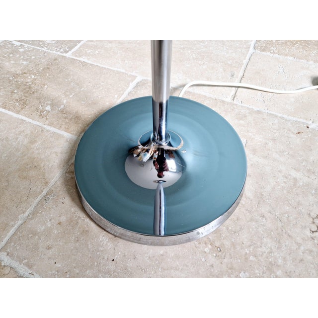 Modernist Floor Lamp in Chrome Metal and White Satin Glass, 1960s For Sale - Image 10 of 15
