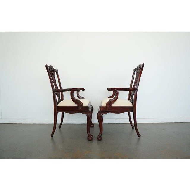 Wood Vintage Maitland Smith Chippendale Armchairs (Set of 4) For Sale - Image 7 of 16