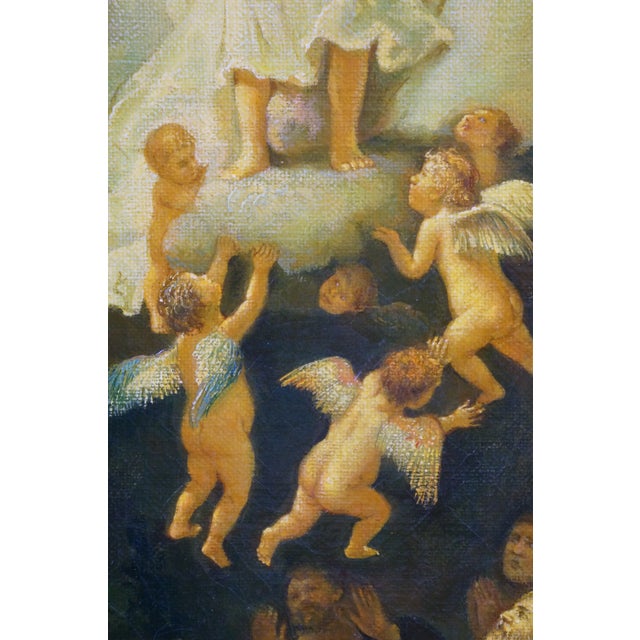 20th Century "The Ascension of Christ" Baroque Oil Painting After Rembrandt 30" For Sale - Image 10 of 12