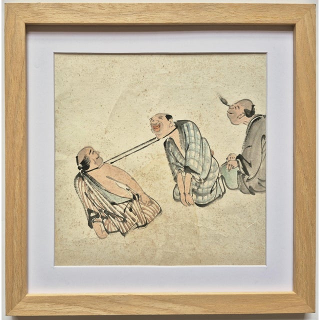 Set of 4 Antique Japanese Edo Era Comical Paintings / Early Manga – Newly Framed For Sale - Image 6 of 9