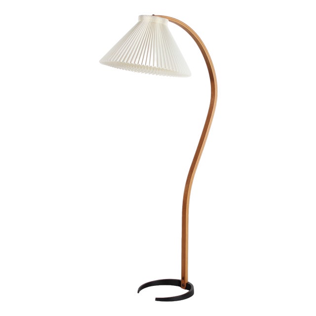 Vintage Floor Lamp with Le Klint Shade from Mads Caprani, Denmark, 1970s For Sale