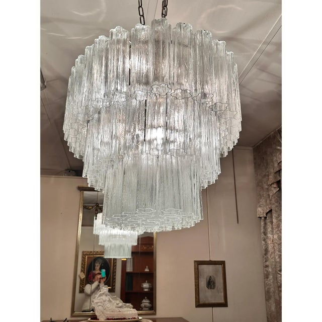 Oval Transparent Tronchi Murano Glass Chandelier by Simoeng For Sale - Image 9 of 10
