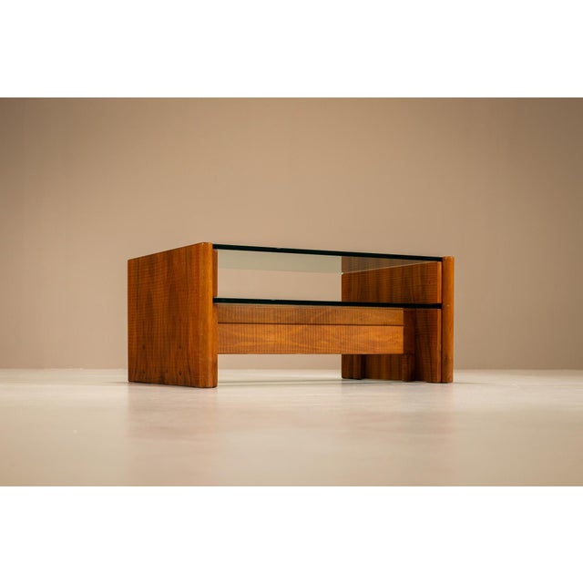 Vintage Coffee Table in Walnut and Glass by Officina Rivadossi, Italy, 1970s For Sale - Image 4 of 11