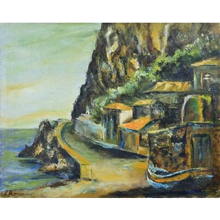 Pino Romanò, View of Scilla, 1998, Oil on Canvas For Sale