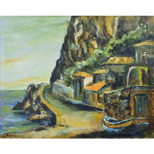 Pino Romanò, View of Scilla, 1998, Oil on Canvas For Sale