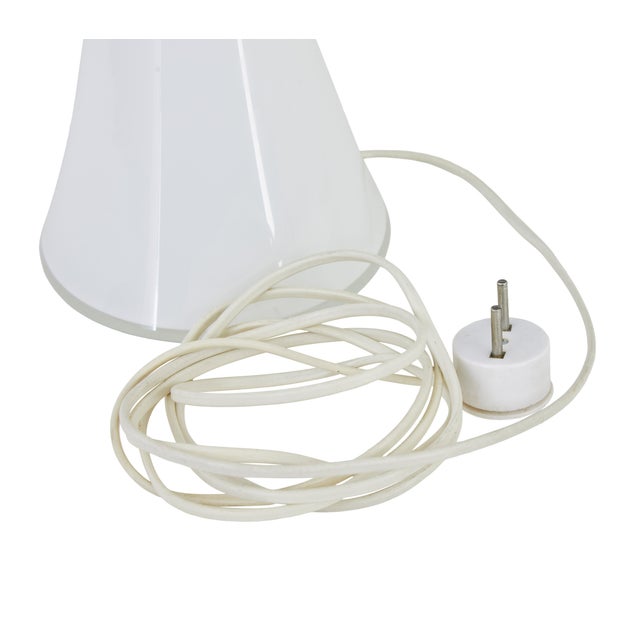 pair of mid 20th century opaline glass lamps by bergboms of sweden circa 1960. elegant pair of white opaline glass diablo...