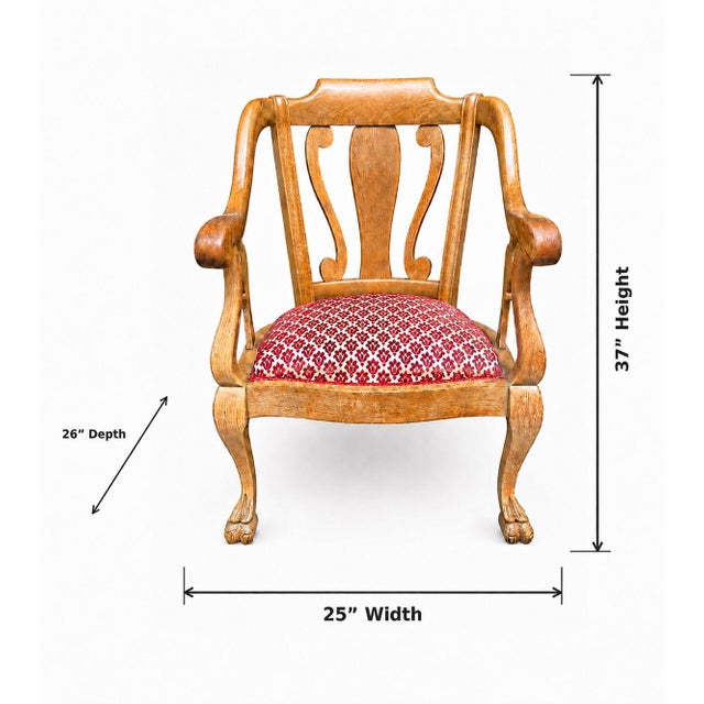 Late 20th Century Vintage Queen Anne Solid Oak Occasional Chair With Intricately Carved Ball and Claw Feet For Sale - Image 5 of 12