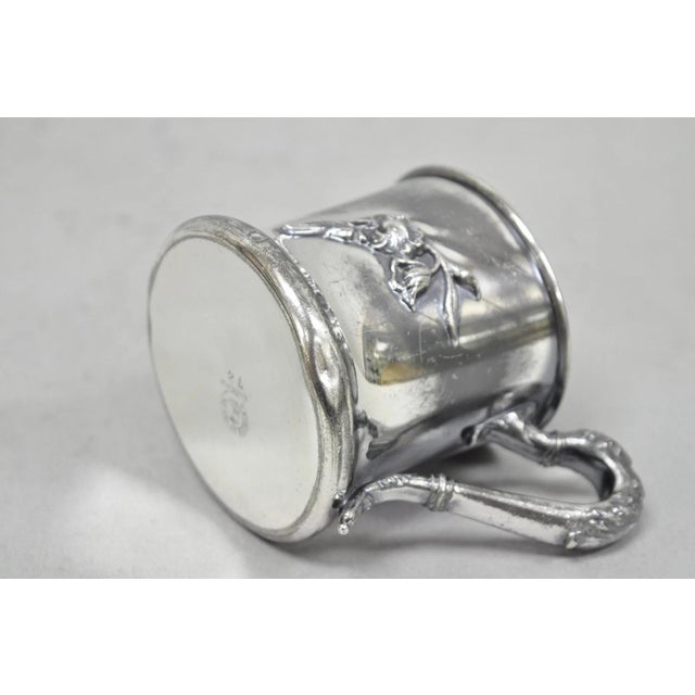 Antique Forbes Silver Co Art Nouveau Floral Monogramed Silver Plated Shaving Mug For Sale - Image 11 of 15