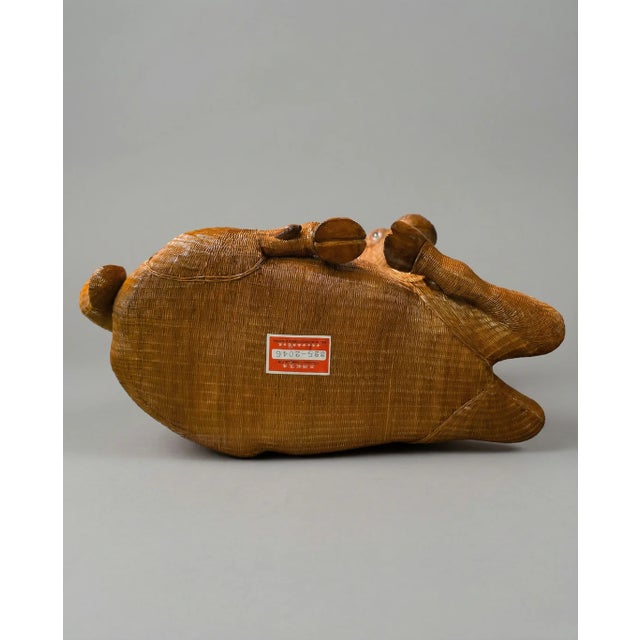 Mid-Century Modern Vintage Wicker Ram Storage Box For Sale - Image 3 of 4