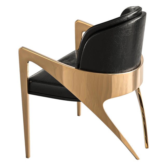 Metal "Amalfi 2" Chair, With Bronze and Tailor Made Leather For Sale - Image 7 of 11