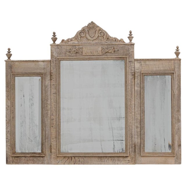 1900s Belgian Carved Oak Folding Wall Mirror For Sale - Image 15 of 18