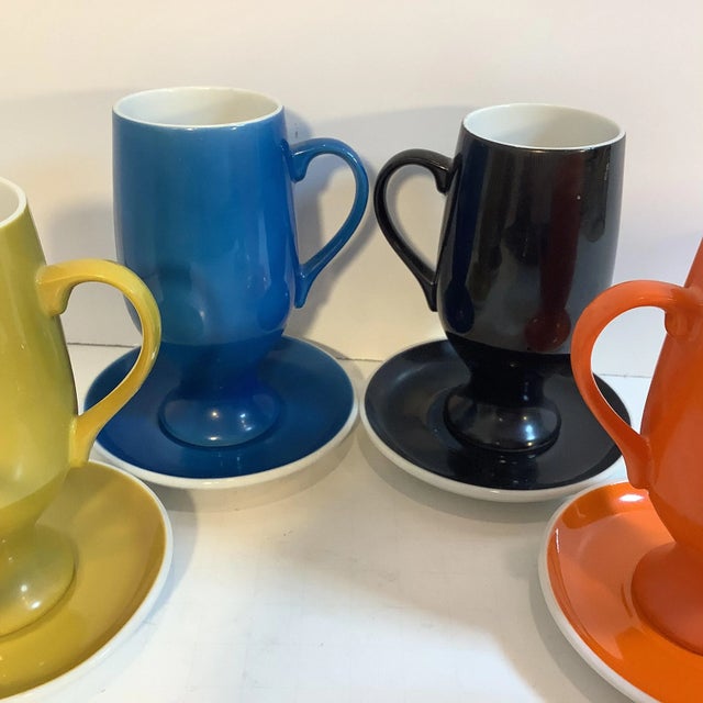 Contemporary Vintage LaGardo Tackett for Schmid Porcelain Espresso Demitasse Cup & Saucer Set- 12 Pieces For Sale - Image 3 of 10