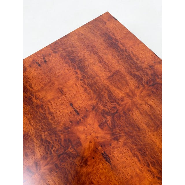 Mid-Century Modern Italian Square Coffe Table in Burl Wood and Brass, 1970s For Sale - Image 11 of 18