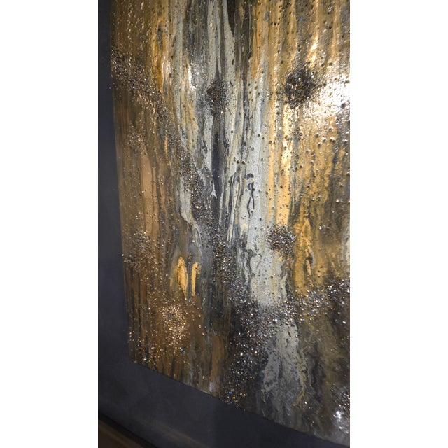 Gold Shadow Abstract Wall Art With Genuine Swarovski® Crystals For Sale - Image 13 of 13
