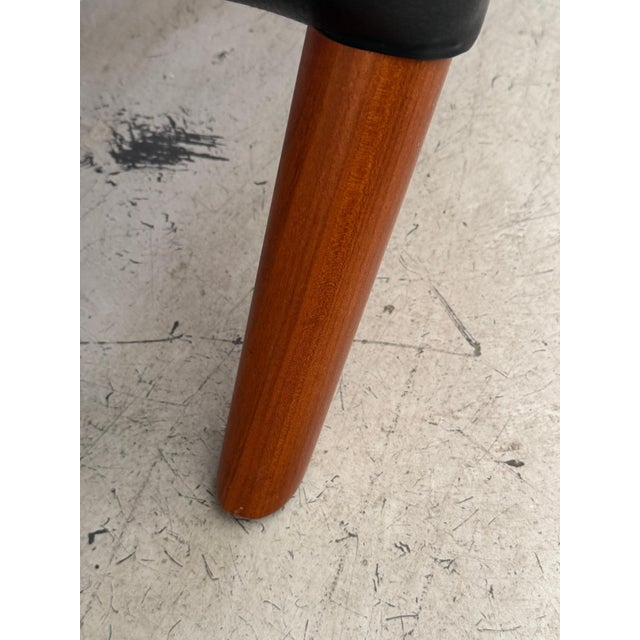 Mid 20th Century Hans Wegner A.P. Stolen Papa Bear Chair AP-19 & Ottoman Redone in Black Leather For Sale - Image 16 of 18