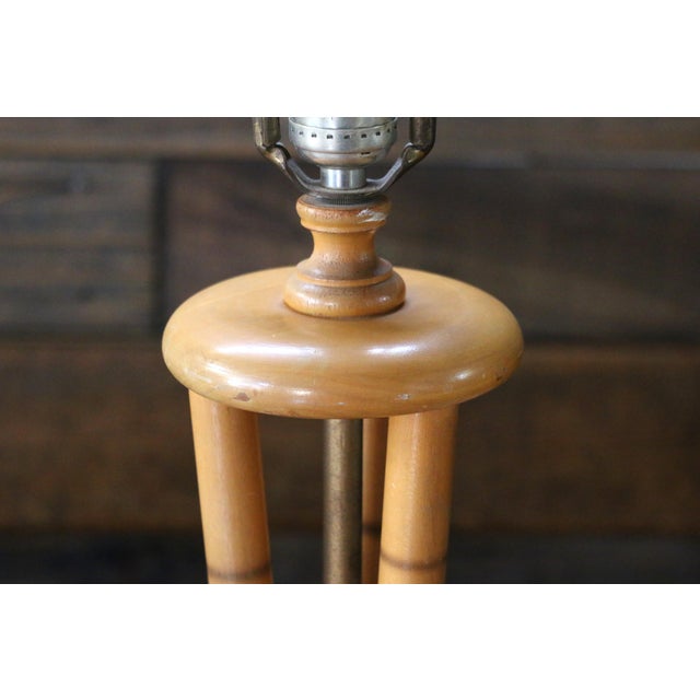 1950s Heywood-Wakefield Bamboo Style Table Lamps | Pair of Mid Century Modern Wood Lamps For Sale - Image 9 of 18