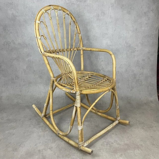 Rattan Rocking Chair, 1960s For Sale - Image 10 of 10