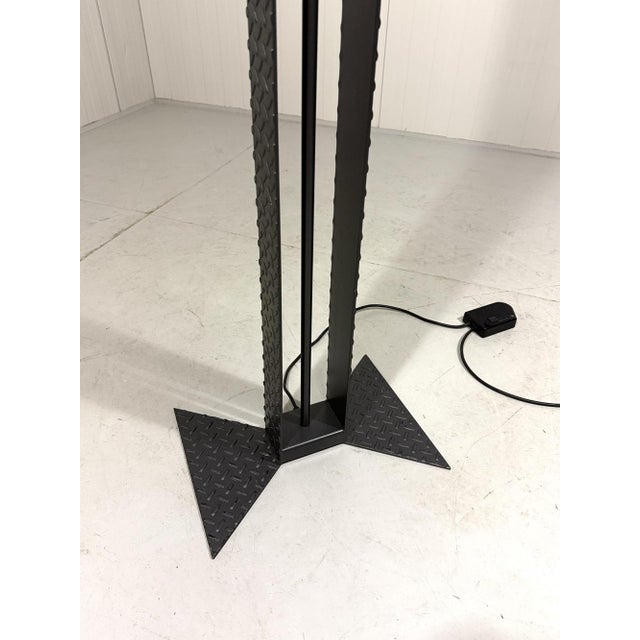 Italian Floor Lamp in Steel Tear Plate and Glass, 1980s For Sale - Image 12 of 18