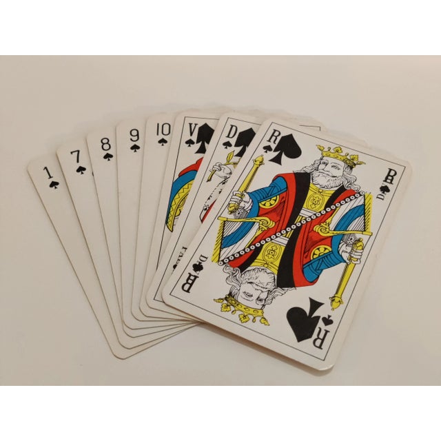 Yellow Vintage French Advertising Suze Playing Cards With Wood Card Case Circa 1950s For Sale - Image 8 of 10