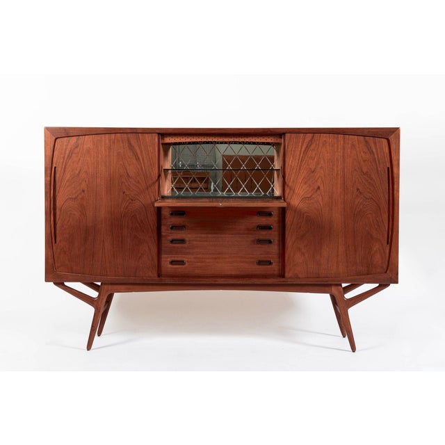 1960s Mid Century Danish Teak Tall Sideboard or Bar Cabinet by Harry Ostergaard For Sale - Image 5 of 17