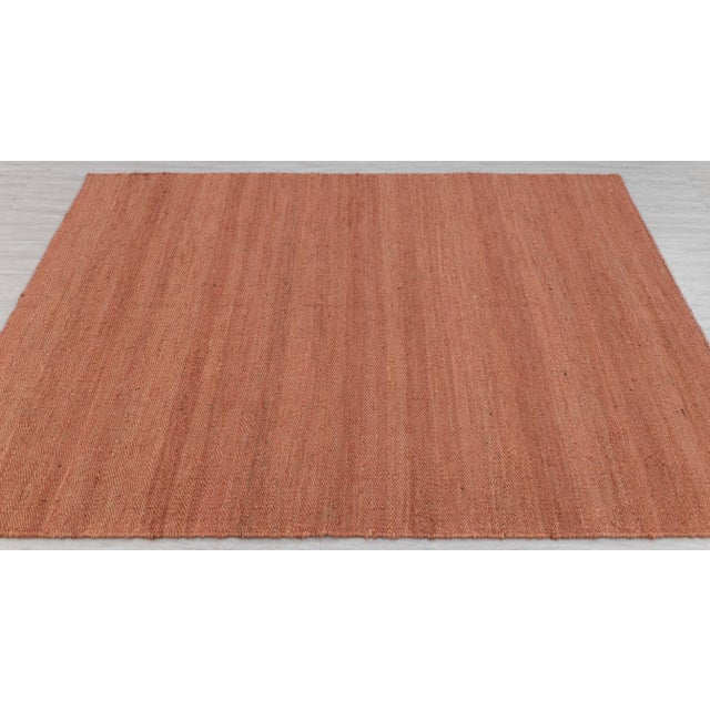 Textile Rust Solid Handwoven Premium Natural Jute Yarn Flatweave Rug 5x8 Ft. For Sale - Image 7 of 12