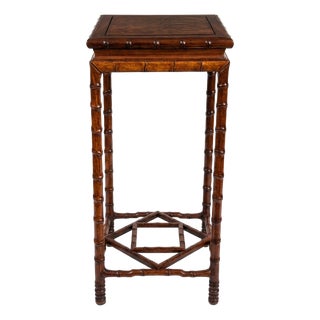 Petite Chinese Chippendale Hardwood Faux Bamboo Drinks Table For Sale