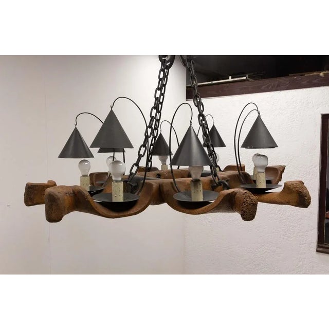 Brown Mid-Century French Four Yokes Pendant Light For Sale - Image 8 of 16