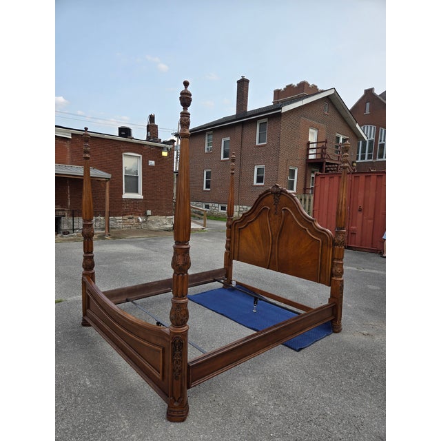Very large Vintage four-poster bed, with finely carved posts, add dramatic style to your bedroom. It's crafted from solid...