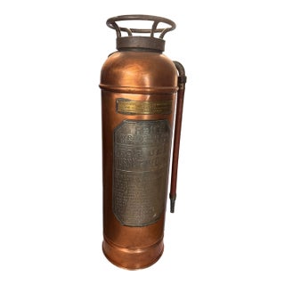 Vintage Fyr-Fyter Copper Fire Extinguisher Decorative Object, Former Lamp For Sale