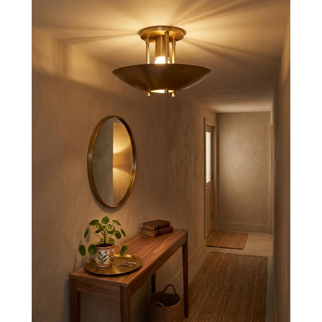Not Yet Made - Made To Order Handmade Mid-Century Modern Brass Flush Mount Ceiling Light Art Deco Organic Design Lighting for Entryway, Bedroom, Dining For Sale - Image 5 of 16