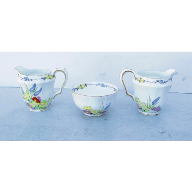 Cream 1930s Crown Staffordshire Demitasse Sugar and Creamers Set- 3 Pieces For Sale - Image 8 of 8
