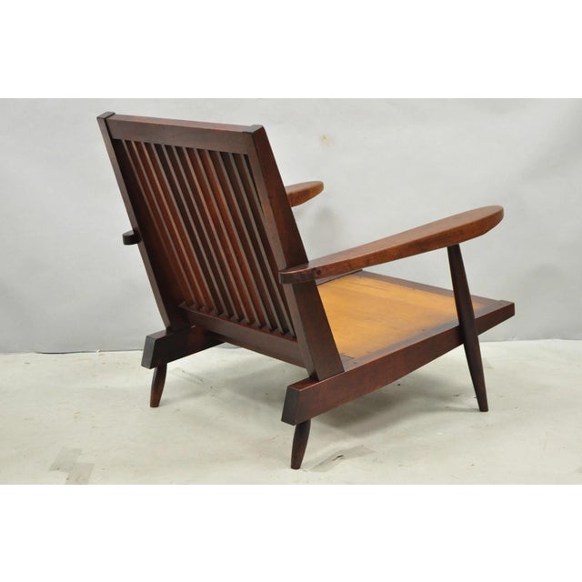 Vintage George Nakashima Spindle Back Black Walnut "Cushion" Lounge Arm Chair For Sale - Image 13 of 18