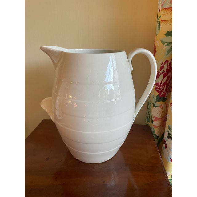 American Large White Antique Water Pitcher For Sale - Image 3 of 7