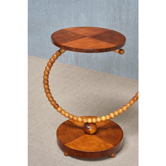 Wood Swedish Modern Sculptural Floor Lamp with Table & Turned Orb Arm, Late 1930s For Sale - Image 7 of 14