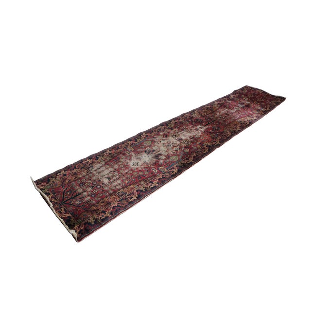 Traditional Vintage Hand-Knotted Oriental Wool Tree-of-Life Runner Rug 2 X 12' For Sale - Image 3 of 14