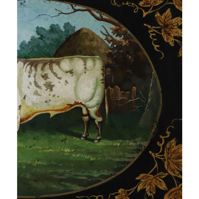 Vintage Farm Animal White Cow Tray For Sale - Image 9 of 9